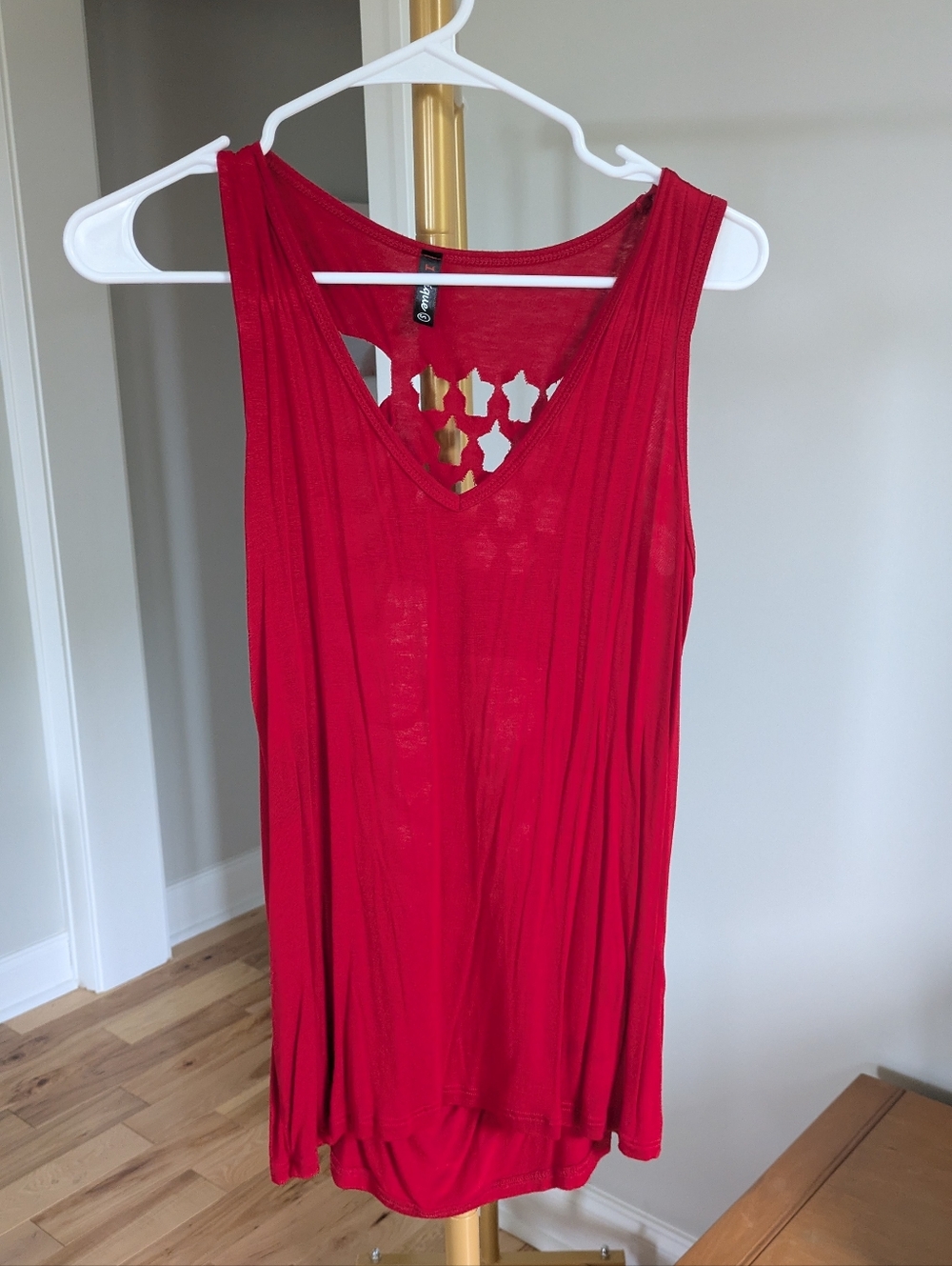 Cutout Back Red Sleeveless Women's Top